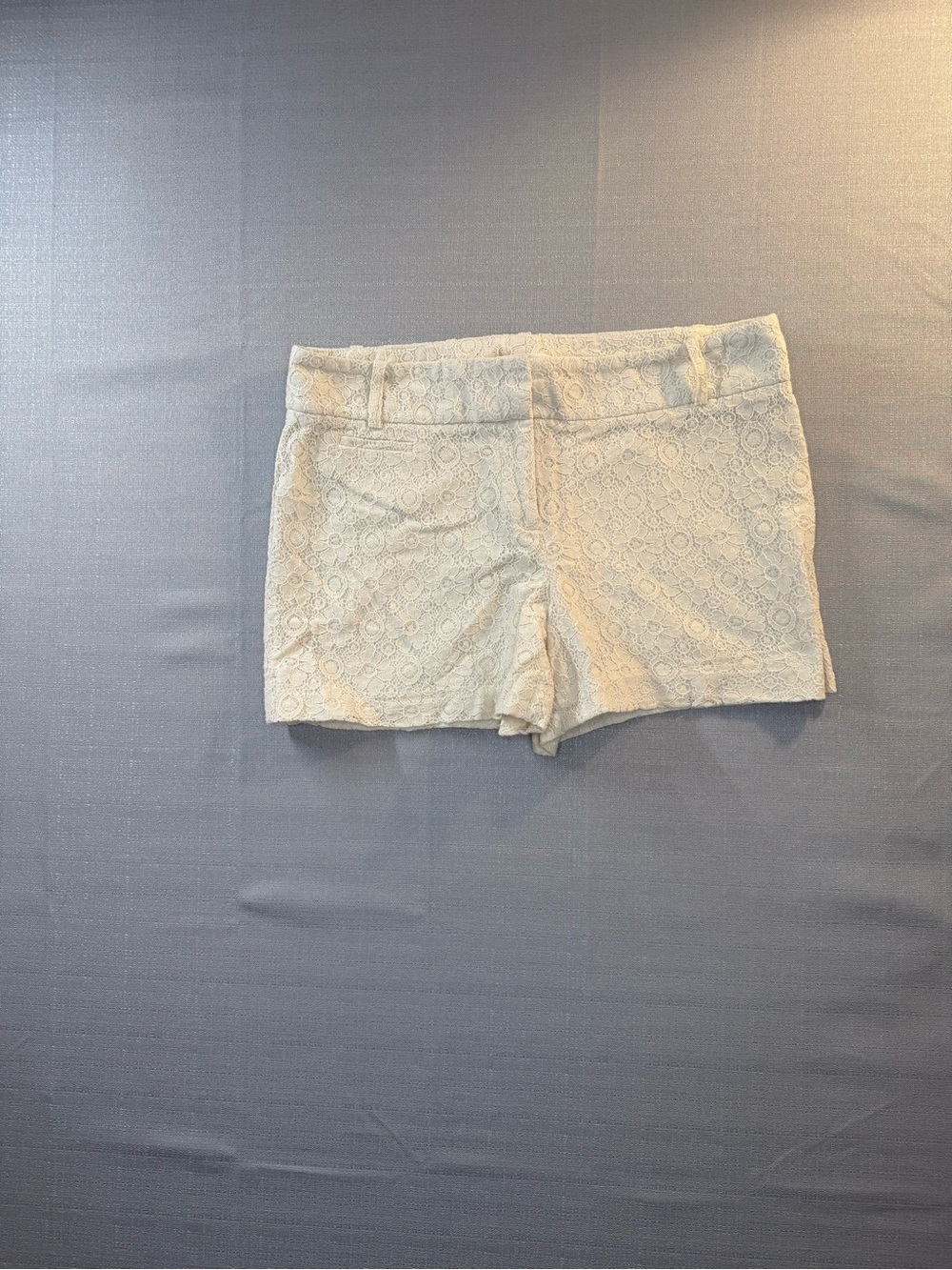 LOFT Cream Lace Overlay High-Waist Shorts
